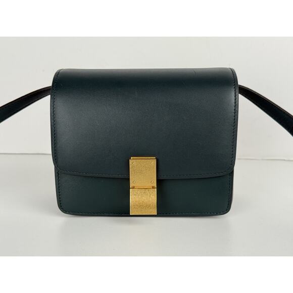 Celine Classic Box Medium Dark Green Leather Women's Shoulder Bag - Picture 2 of 16